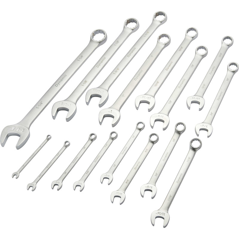 Wrench Set, Contractor Series, with Satin Finish, 16pc, SAE, Combination  1/4" - 1-1/4"